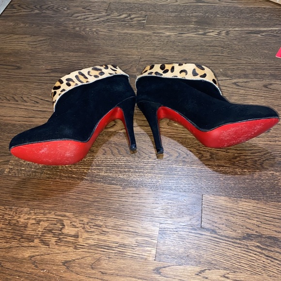 Christian Louboutin Black Suede Leopard Pony Boots / Booties - Picture 3 of 9